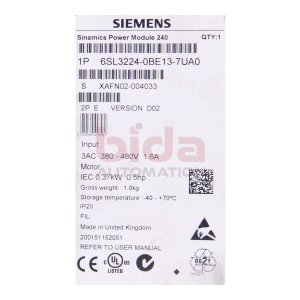 Siemens 6SL3224-0BE13-7UA0 / 6SL3 224-0BE13-7UA0 Power...